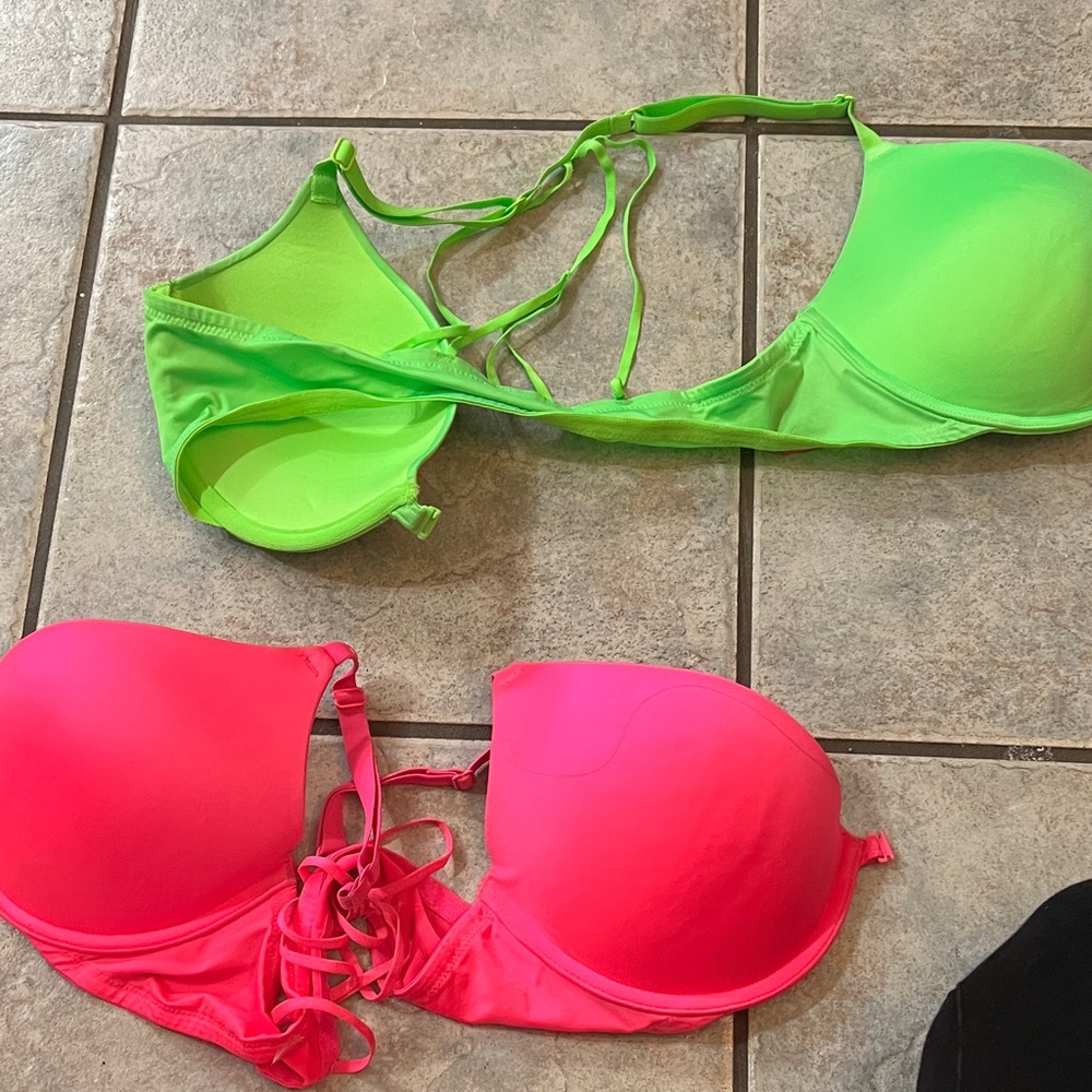 La Senza Vibrant neon Green and hot Pink Women's bras D34
